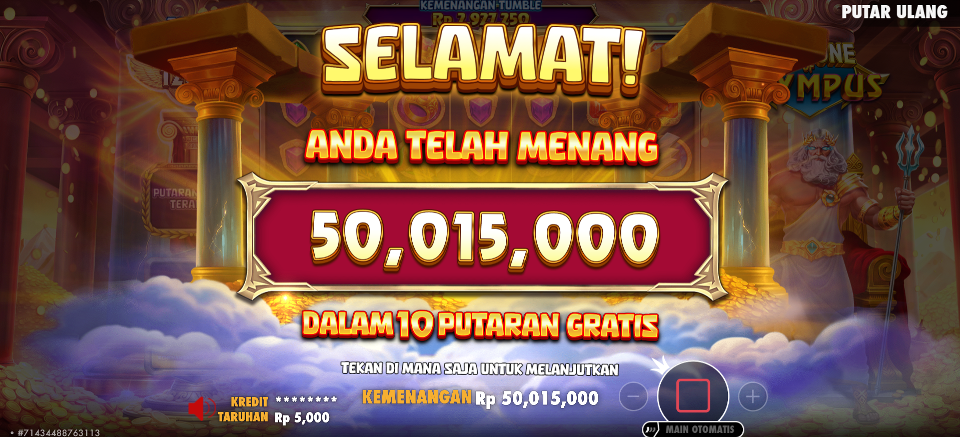 kemenangan Fortune of Olympus