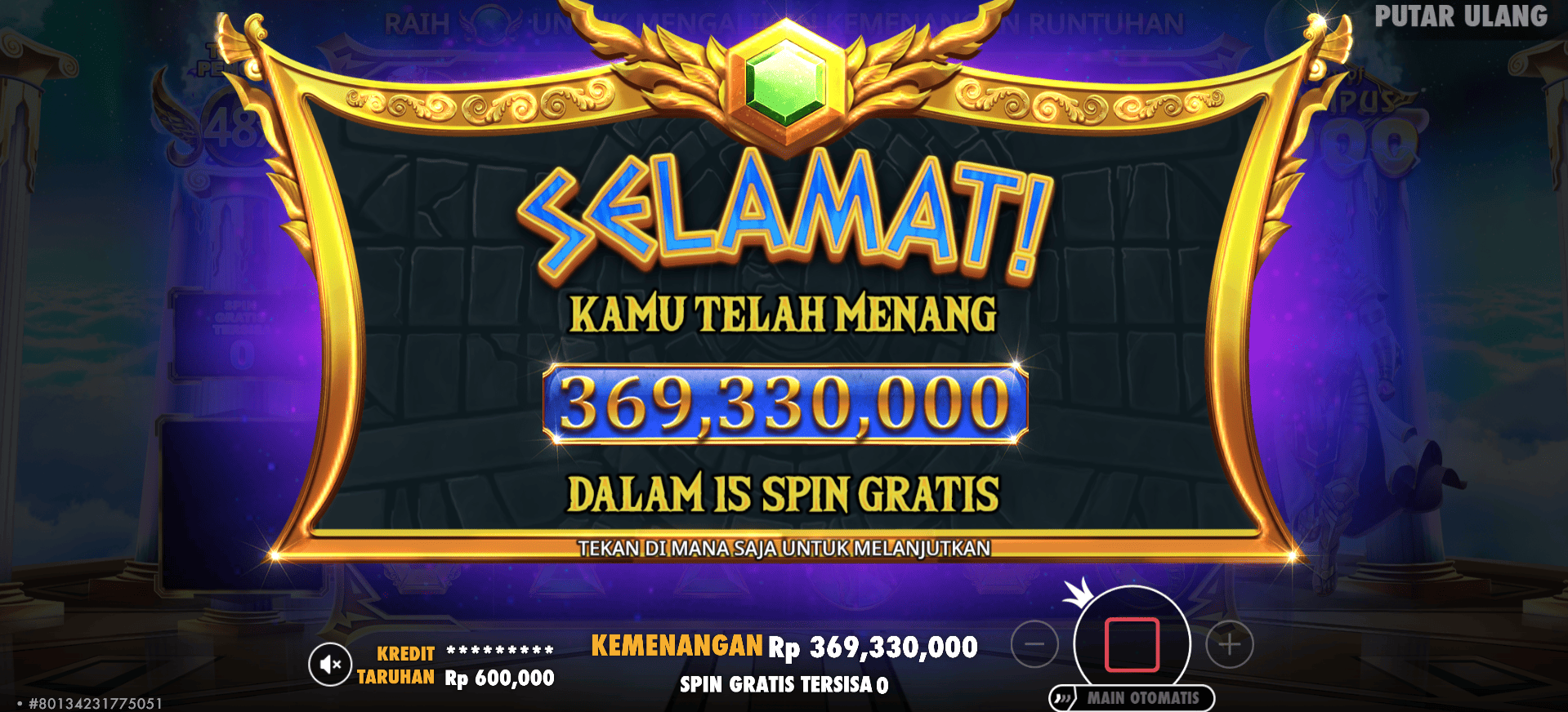 kemenangan besar Gates Olympus