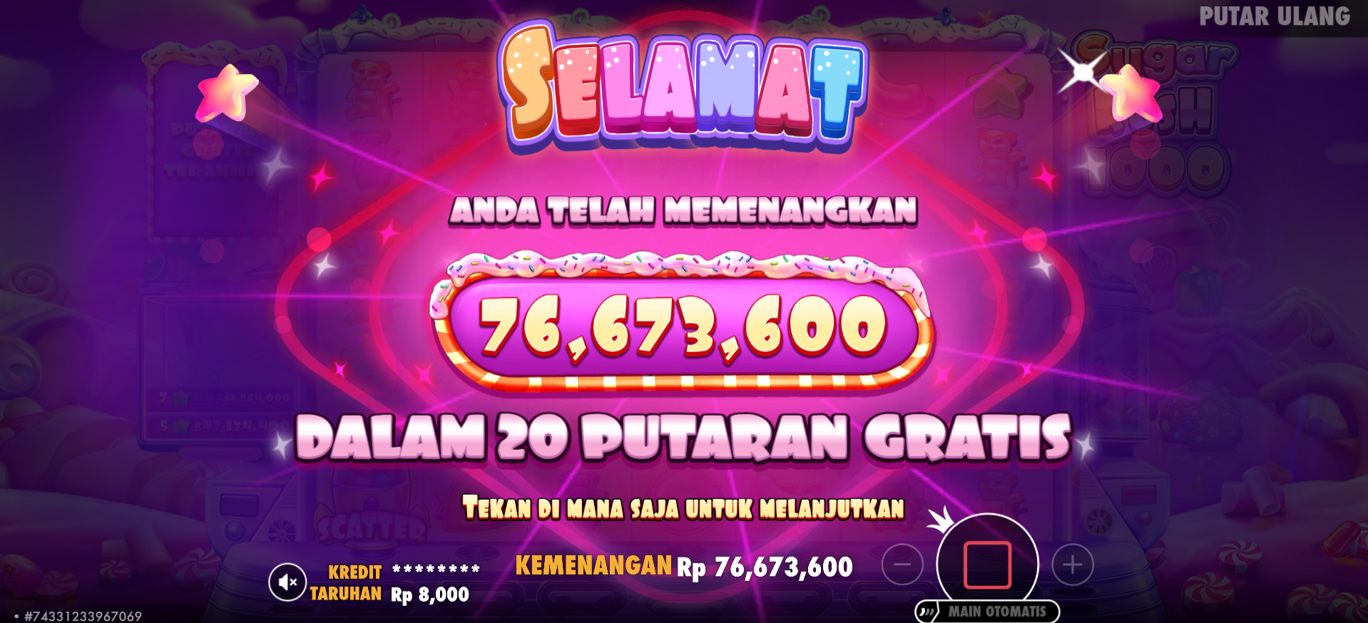 kemenangan besar Sugar Rush