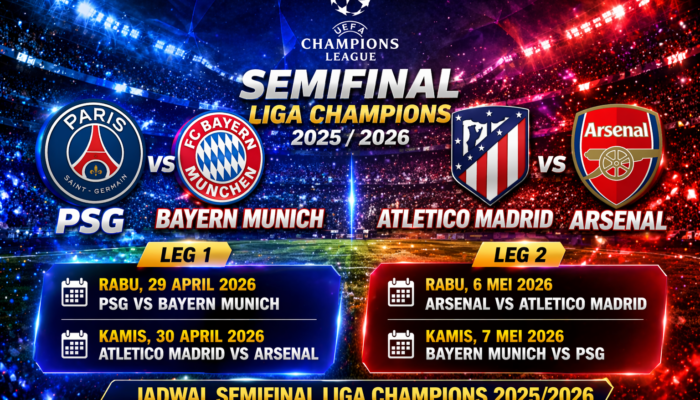 Semifinal Liga Champions 2025/2026: Arsenal vs Atletico Madrid dan Bayern Munich vs PSG, Duel Raksasa Menuju Final