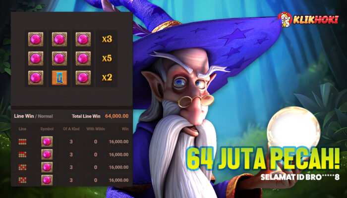 Kemenangan Fortune Jewels Klikhoki: Bro*****8 Menang 64 Juta