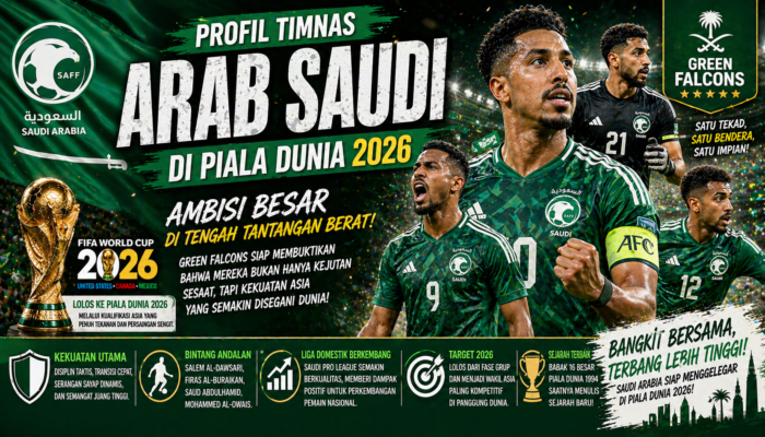 Profil Timnas Arab Saudi di Piala Dunia 2026: Green Falcons Datang dengan Ambisi Besar di Tengah Ujian Berat
