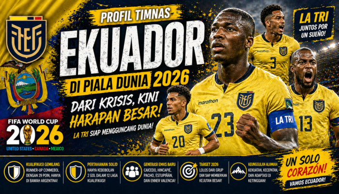 Profil Timnas Ekuador di Piala Dunia 2026: Dari Krisis ke Kebangkitan, La Tri Siap Jadi Ancaman Besar