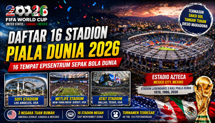 Daftar 16 Stadion Piala Dunia 2026: Dari Markas NFL hingga Saksi “Gol Tangan Tuhan” Maradona