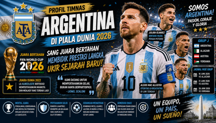 Profil Timnas Argentina di Piala Dunia 2026: Sang Juara Bertahan dan Misi Langka La Albiceleste Ukir Sejarah Baru