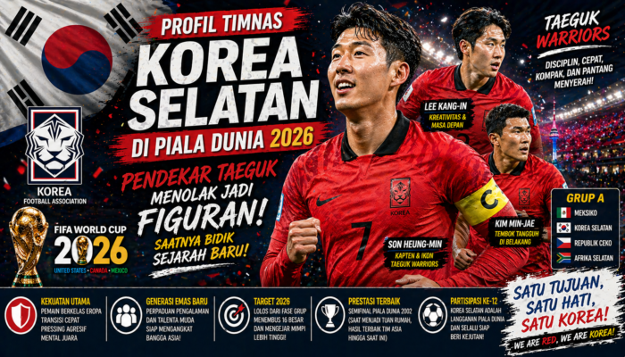 Profil Timnas Korea Selatan di Piala Dunia 2026: Pendekar Taeguk Menolak Jadi Figuran, Saatnya Bidik Sejarah Baru