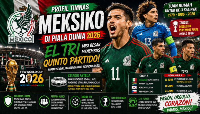 Profil Timnas Meksiko di Piala Dunia 2026: El Tri dan Misi Besar Menembus Quinto Partido di Rumah Sendiri