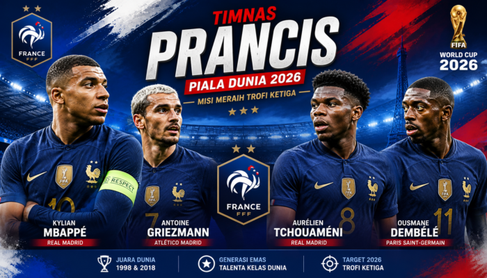 Profil Timnas Prancis di Piala Dunia 2026: Les Bleus dan Misi Besar Meraih Trofi Ketiga