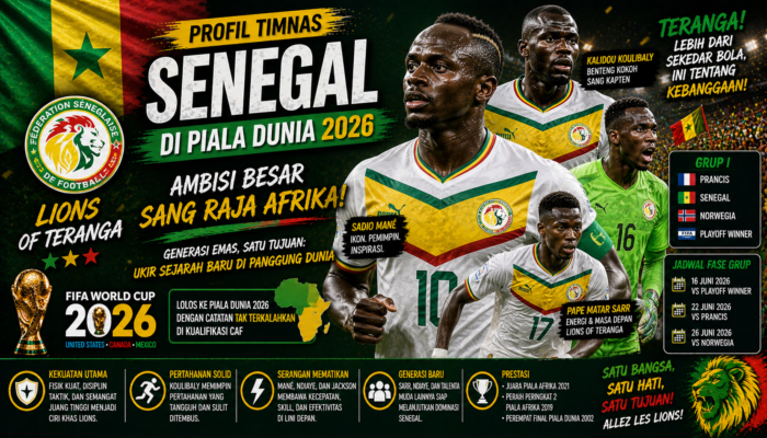 Profil Timnas Senegal di Piala Dunia 2026: Lions of Teranga dan Ambisi Besar Sang Raja Afrika