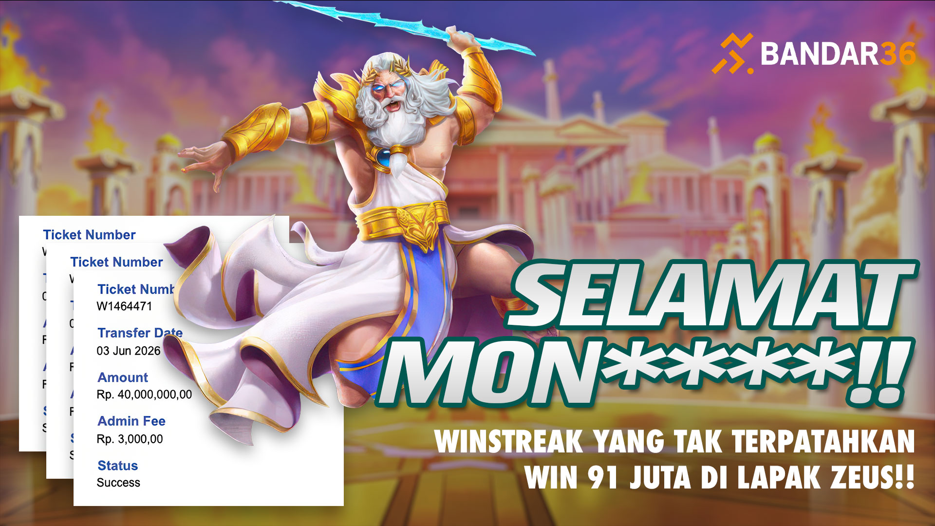 Dapat JP 91 juta di Gate of Olympus 1000 Bandar36