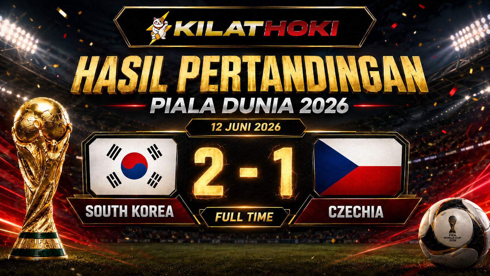 Hwang Inbeom merayakan gol Korea Selatan vs Ceko di Piala Dunia FIFA 2026.