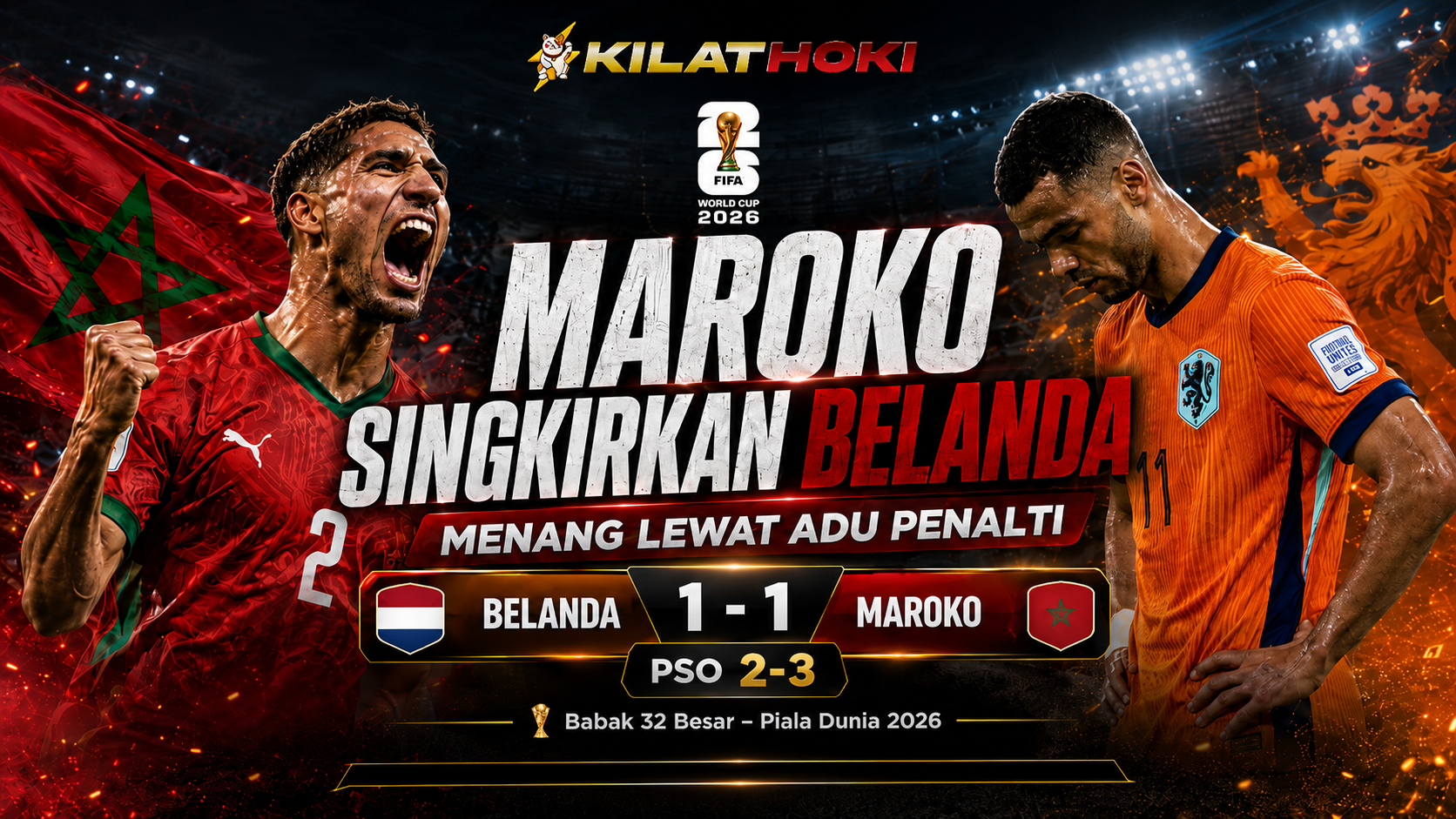 Maroko singkirkan Belanda lewat adu penalti di babak 32 besar Piala Dunia 2026