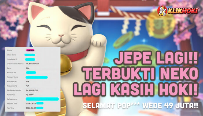 Bocoran JEPE Lucky Neko di KlikHoki, Member Berhasil WD 49 Juta