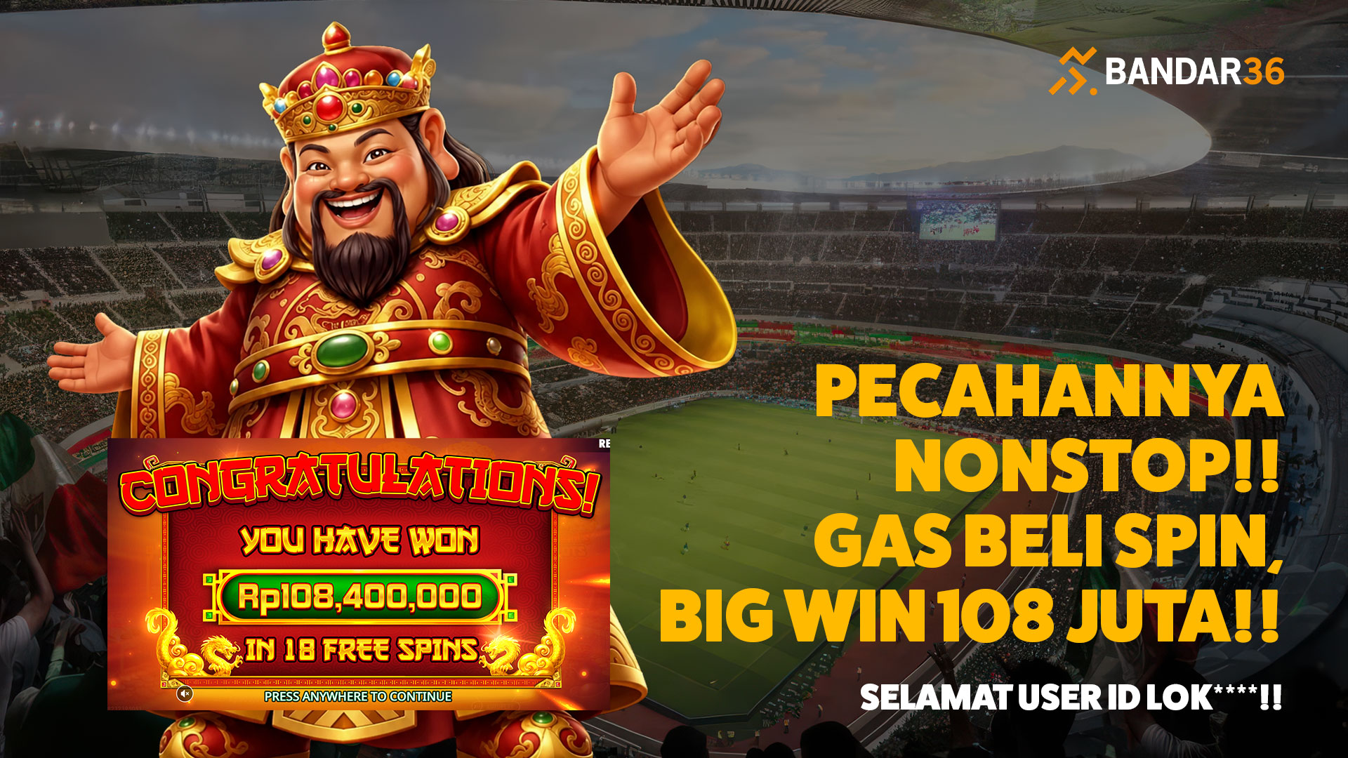 Member BANDAR36 menang 108 juta di permainan Caishen Cash Pots