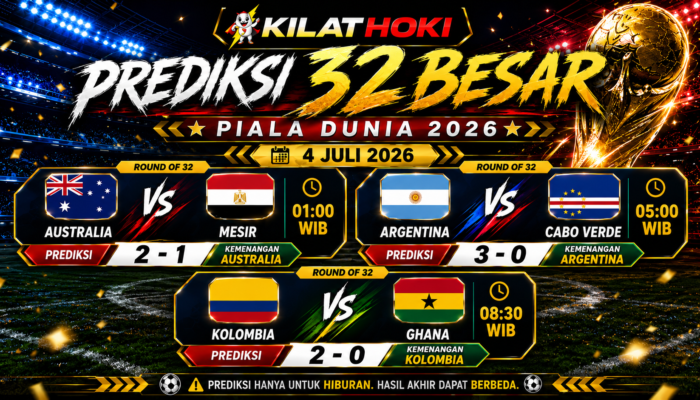 Prediksi Skor 32 Besar: Australia, Argentina, dan Colombia Main 4 Juli 2026