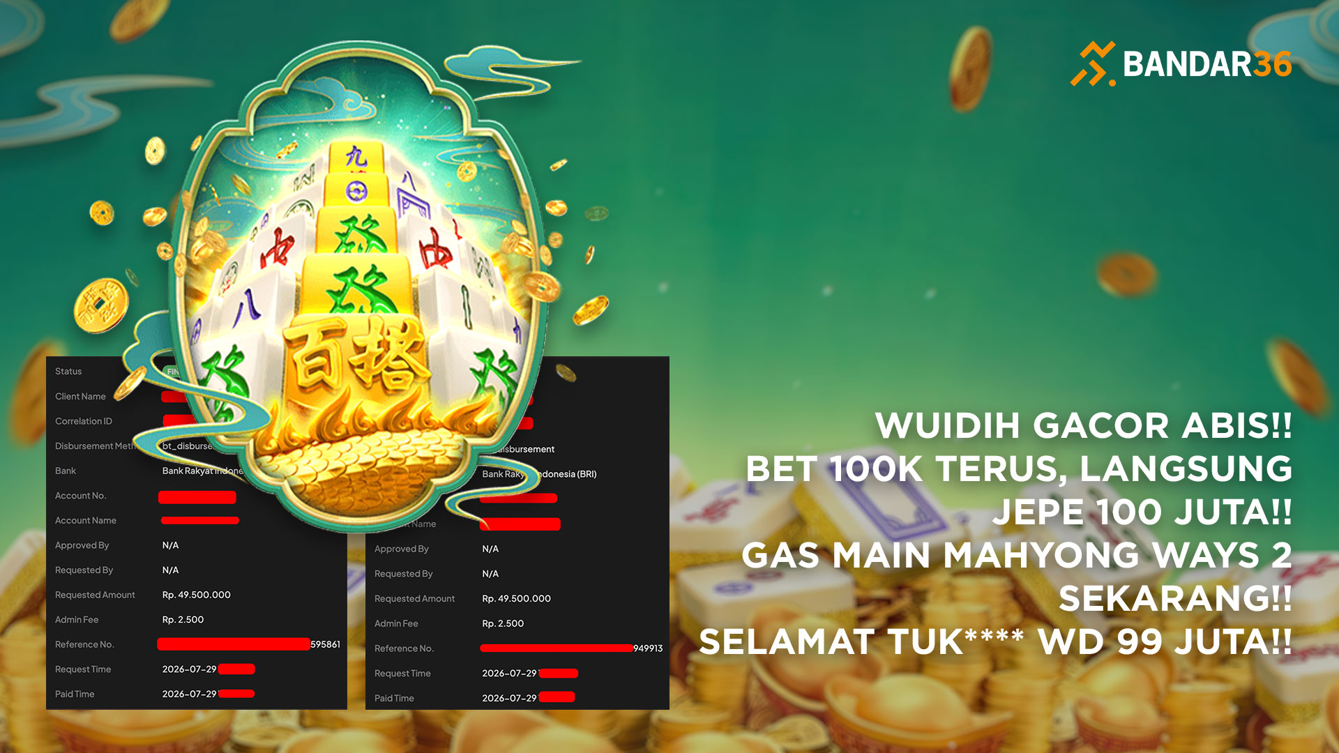 Kemenangan Mahjong Ways 2 di BANDAR36 berujung WD Rp99 juta