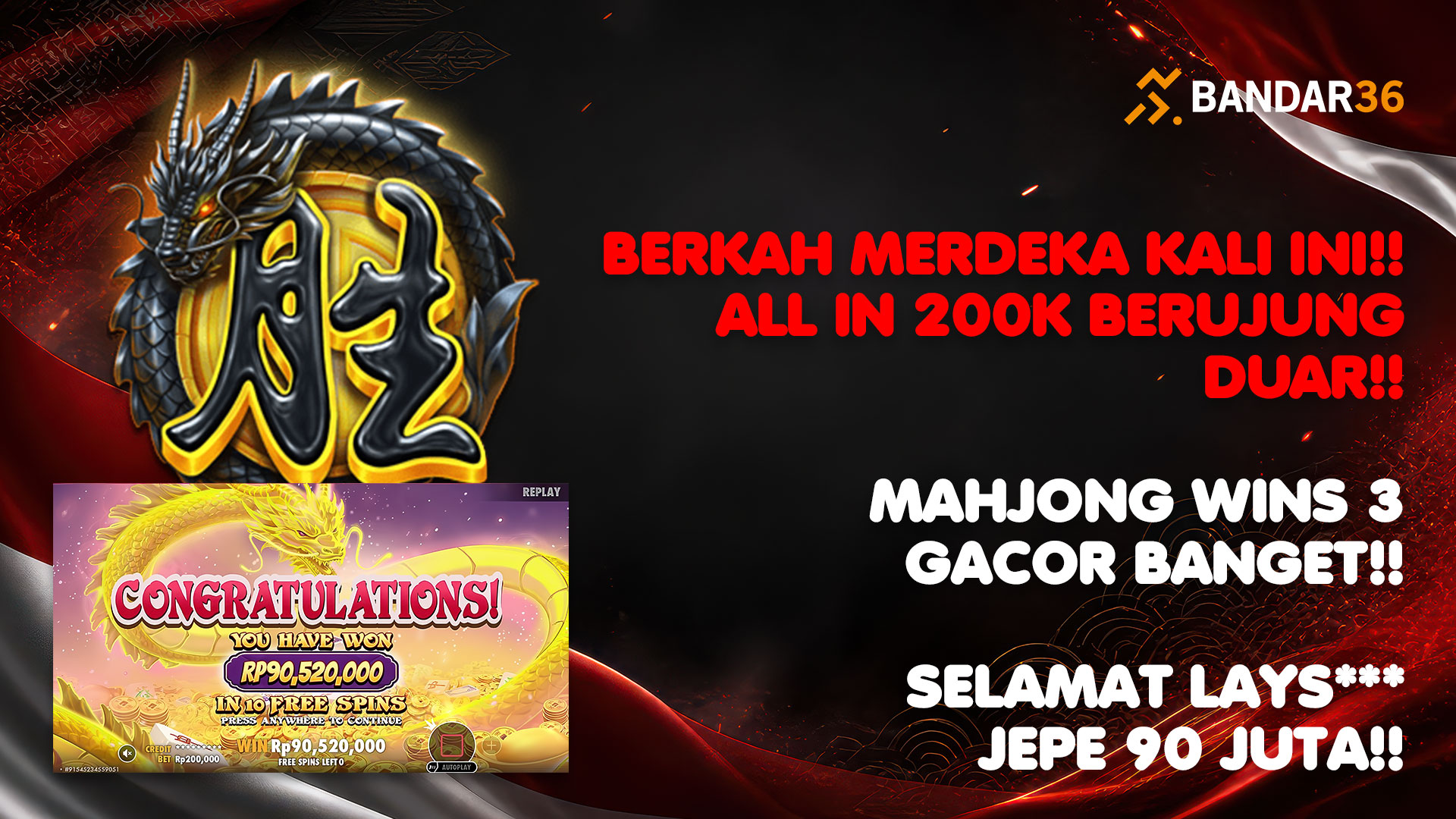 Kemenangan Mahjong Wins BANDAR36 Rp90 juta milik LAYS***