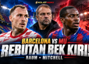 Hansi Flick saat Barcelona dikabarkan membidik dua bek kiri, David Raum dan Tyrick Mitchell