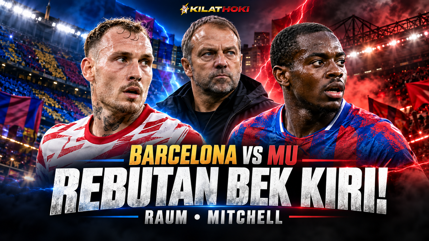 Hansi Flick saat Barcelona dikabarkan membidik dua bek kiri, David Raum dan Tyrick Mitchell