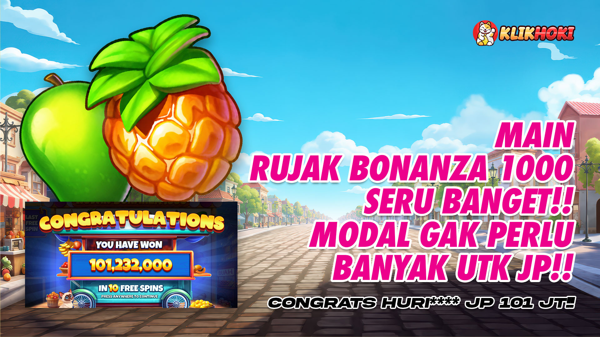 Cuan besar Rujak Bonanza HURI**** menang Rp101 juta dan WD Rp99 juta di KLIKHOKI
